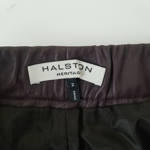 Halston Heritage 100% Lamb Leather Brown Gathered Front Skirt w/ Pockets Size 2 - Picture 9 of 16